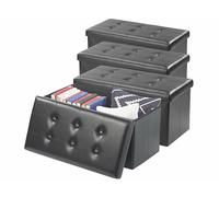 Infactory 4 sièges pliables aspect cuir avec coffre de rangement 80 L - Noir