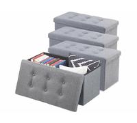 Infactory 4 sièges pliables en tissu avec coffre de rangement 80 L - Gris
