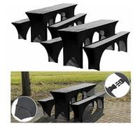 Infactory 6 housses élastiques pour tables et bancs - coloris anthracite