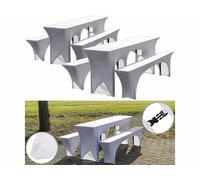 Infactory 6 housses extensibles pour tables et bancs - coloris blanc