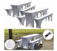 : 6 housses extensibles pour tables et bancs - coloris blanc