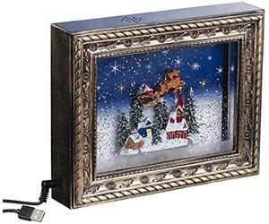 infactory Boîte lumineuse : cadre photo de Noël village de Noël avec LED, tourbillons de neige, musique (décoration pour Noël, l'Avent et décoration de Noël, éclairage de Noël)