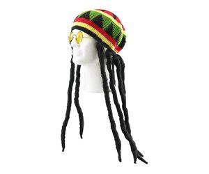 Infactory Bonnet jamaïcain avec dreadlocks & lunettes