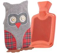 Infactory Bouillotte classique en caoutchouc avec housse chouette - 0,5 litre