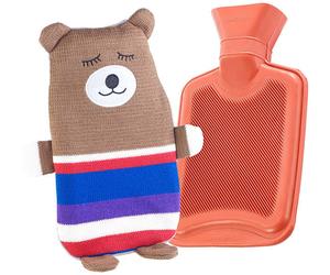 Infactory Bouillotte classique en caoutchouc avec housse nounours - 0.5 litre