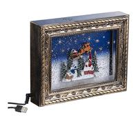 infactory Boîte lumineuse : cadre photo de Noël village de Noël avec LED, tourbillons de neige, musique (décoration pour Noël, l'Avent et décoration de Noël, éclairage de Noël)
