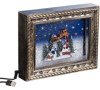 infactory Cadre photo de Noël : village de Noël avec LED, tourbillon de neige, musique (décorations de Noël, décoration de Noël avec tourbillons de neige, arbre)