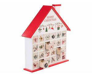 Infactory Calendrier de l'Avent réutilisable en bois - "Maison"