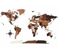 Infactory Carte du monde murale adhésive 3D en bois