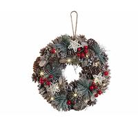 Infactory Couronne de Noël lumineuse - Ø 30 cm - Reflets rouges