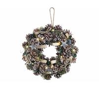 Infactory Couronne de Noël lumineuse - Ø 30 cm - Reflets verts