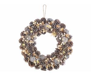 Infactory Couronne de Noël lumineuse - Ø 44 cm - Reflets beiges