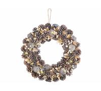 Infactory Couronne de Noël lumineuse - Ø 44 cm - Reflets beiges