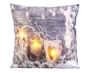 Infactory Coussin décoratif à 3 LED motif bougies - 45 x 45 cm