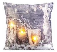 Infactory Coussin décoratif à 3 LED motif bougies - 45 x 45 cm