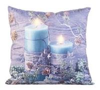 Infactory : Coussin LED à motif Bougies Blanc