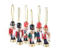 Infactory Ensemble de 6 figurines en bois "Casse-Noisette" pour sapin de Noël