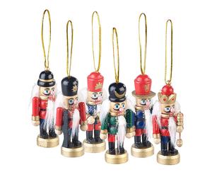 Infactory Ensemble de 6 figurines en bois "Casse-Noisette" pour sapin de Noël