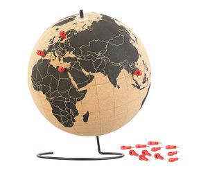 Infactory Globe en liège rotatif avec 15 épingles de marquage, Ø 25 cm