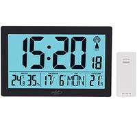 infactory Horloge Radio-pilotée XL avec Thermo-hygromètre et capteur extérieu...