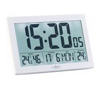 : Horloge radio-pilotée XL avec thermo-hygromètre et capteur extérieur - Blanc
