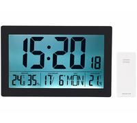 Infactory Horloge radio-pilotée XL avec thermo-hygromètre et capteur extérieur - Noir