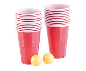 Infactory Jeu à boire Bière-Pong avec 2 balles et 24 gobelets