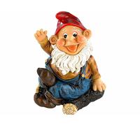 Nain de jardin siffleur - Peppi - 13,5 CM - Peint à la main - Résine - Détecteur de mouvement