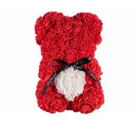 Infactory Ourson en roses artificielles avec boîte cadeau - coloris rouge