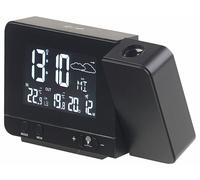 infactory Réveil à projection et station météo 2 en 1 sans fil – Noir
