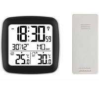 infactory Réveil radio-piloté à double alarme avec thermomètre extérieur