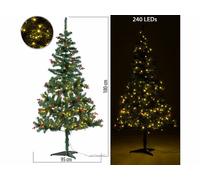 Infactory Sapin de Noël artificiel 180 cm avec 240 LED et baies rouges