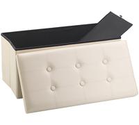 Infactory Siège pliable aspect cuir avec coffre de rangement 80 L - Beige