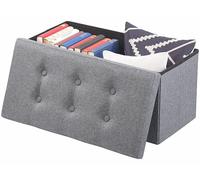 Infactory Siège pliable en tissu avec coffre de rangement 80 L - Gris