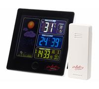 Infactory Station météo & horloge radio-pilotée avec capteur extérieur FWS-260 - Noir