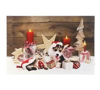 Infactory : Tableau de Noël à 3 LED avec des bébés animaux 60 x 40 cm G