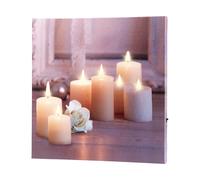 infactory Tableau Lumineux à LED lumière vacillante Rose et Bougies 30 x 30 cm