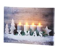 infactory Tableau Lumineux Bougies de Noël 30 x 20 cm