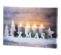 infactory Tableau Lumineux Bougies de Noël 30 x 20 cm