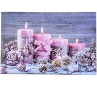 Tableau lumineux effet flamme "Bougies et rose" [infactory]