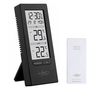 Infactory Thermomètre avec horloge radio-pilotée et capteur extérieur - coloris noir