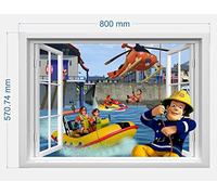 infans Sam Le Pompier Stickers muraux 3D fenêtre Enfants Chambre à Coucher garçons Filles Art Mural Papier Peint Mural Grande Taille 57 cm x 80 cm