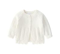 Infant Baby Girls Boys Knitted Cardigan Sweater Toddler Knit Solid Color Button Up Jacket Sweaters Newborn Outwear Cute Coat Jacket Fall Winter Clothes (White, 3-6 Months) f1322