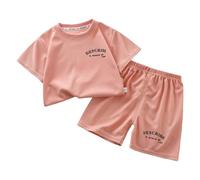 Infant Toddler Kids 2PCS Summer Outfits Short Sleeve T-Shirt & Elastic Waist Shorts, Boys Girls Casual Clothing Set (Watermelon Red, 6-12 Months) o37o