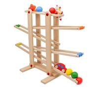 Infantastic - Circuit de Billes en Bois - avec 4 Boules Multicolores et 2 Jouets Roulants, pour Enfants de 1 An et plus - Parcours, Piste de Billes, Circuit Zig Zag, Jouet Éducatif