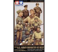 Wwii U.s. Army Infantry At Rest With Jeeptamiya 32552 U.s. Army 1/48 : 9 Figurin