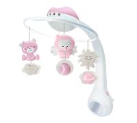 Infantino 3-in-1 Musical Mobile, Mobile Transformable into a Projector and Night Light with Alarm Mode, 6 Built-in Melodies and 4 Nature Sounds, Pink