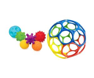 INFANTINO Balles Souples Sensorielles 6 Balles Souples aux Formes/Tailles Différentes & Bright Starts, Oball Classic, Balle Flexible et Facile à Manipuler, Jouet d'activité sensorielle