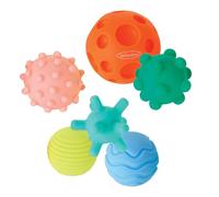 Infantino Ensemble de 6 Balles Texturées pour Bébés et Tout-Petits, Jouets Sensoriels, Motricité, Couleurs et Formes Multiples, sans BPA, à partir de 6 Mois