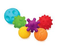INFANTINO Ensemble de 6 Balles Texturées pour Bébés et Tout-Petits, Jouets Sensoriels, Motricité, Couleurs et Formes Multiples, sans BPA, à partir de 6 Mois
